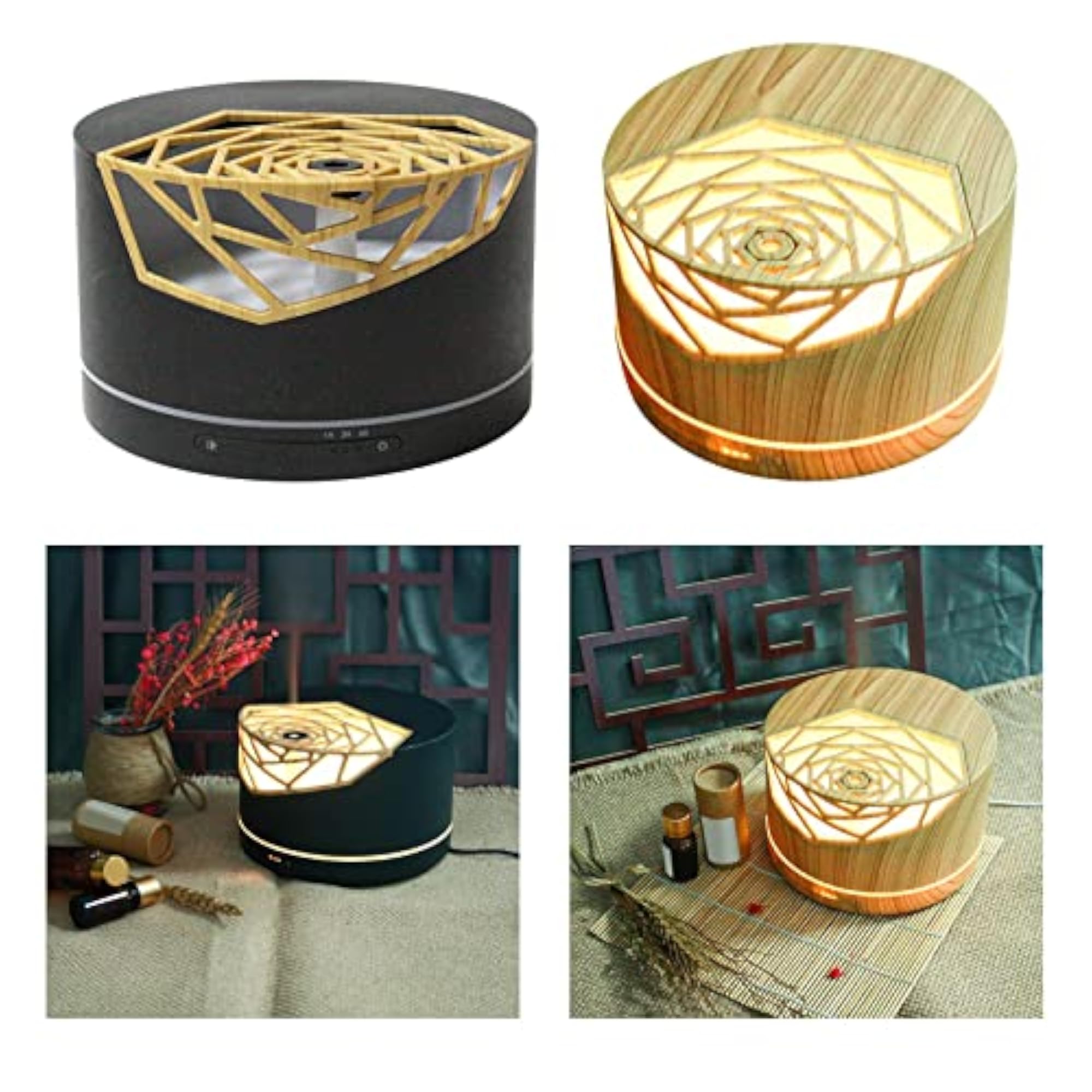 Light Wood Grain Aromatherapy Diffuser, 400ml USB Essential Oil Diffuser